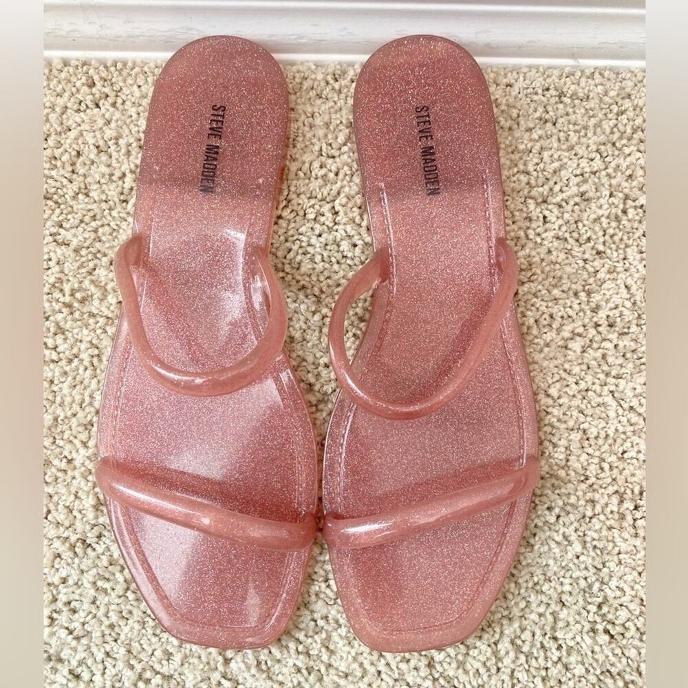 Steve Madden Pink Glitter Jelly Slide Sandals - Picture 3 of 4